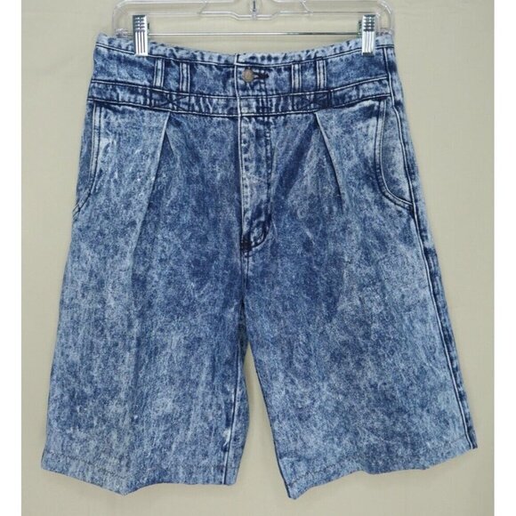Vintage 90s Anchor Blue Jean Shorts Pleated Acid Wash Baggy Loose Men's Size 30 - Picture 1 of 9
